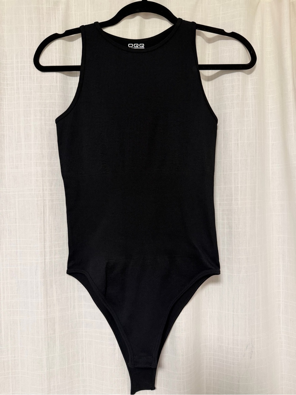 OQQ Black Ribbed Bodysuit